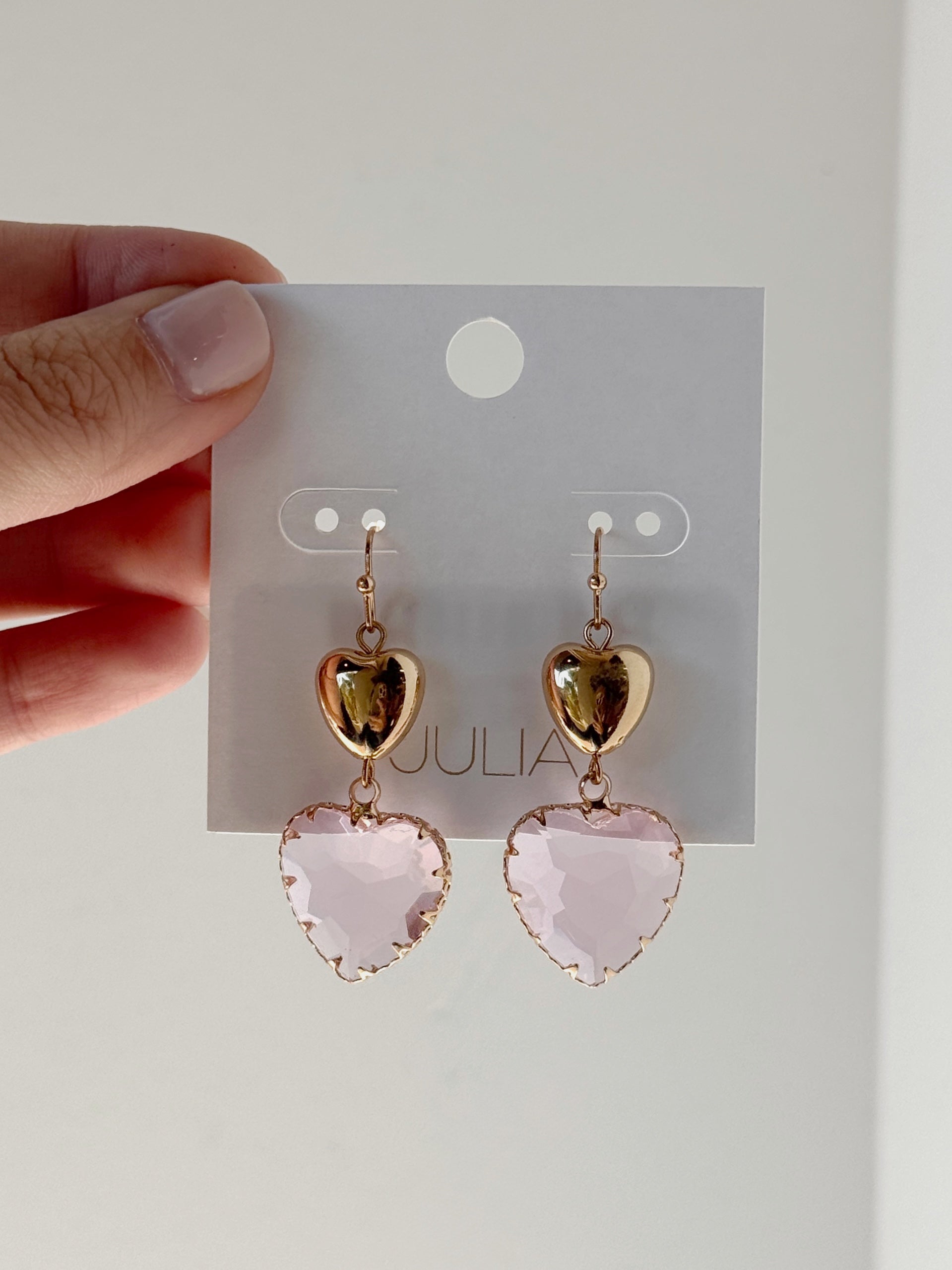 Pink Heart Dangle Earrings