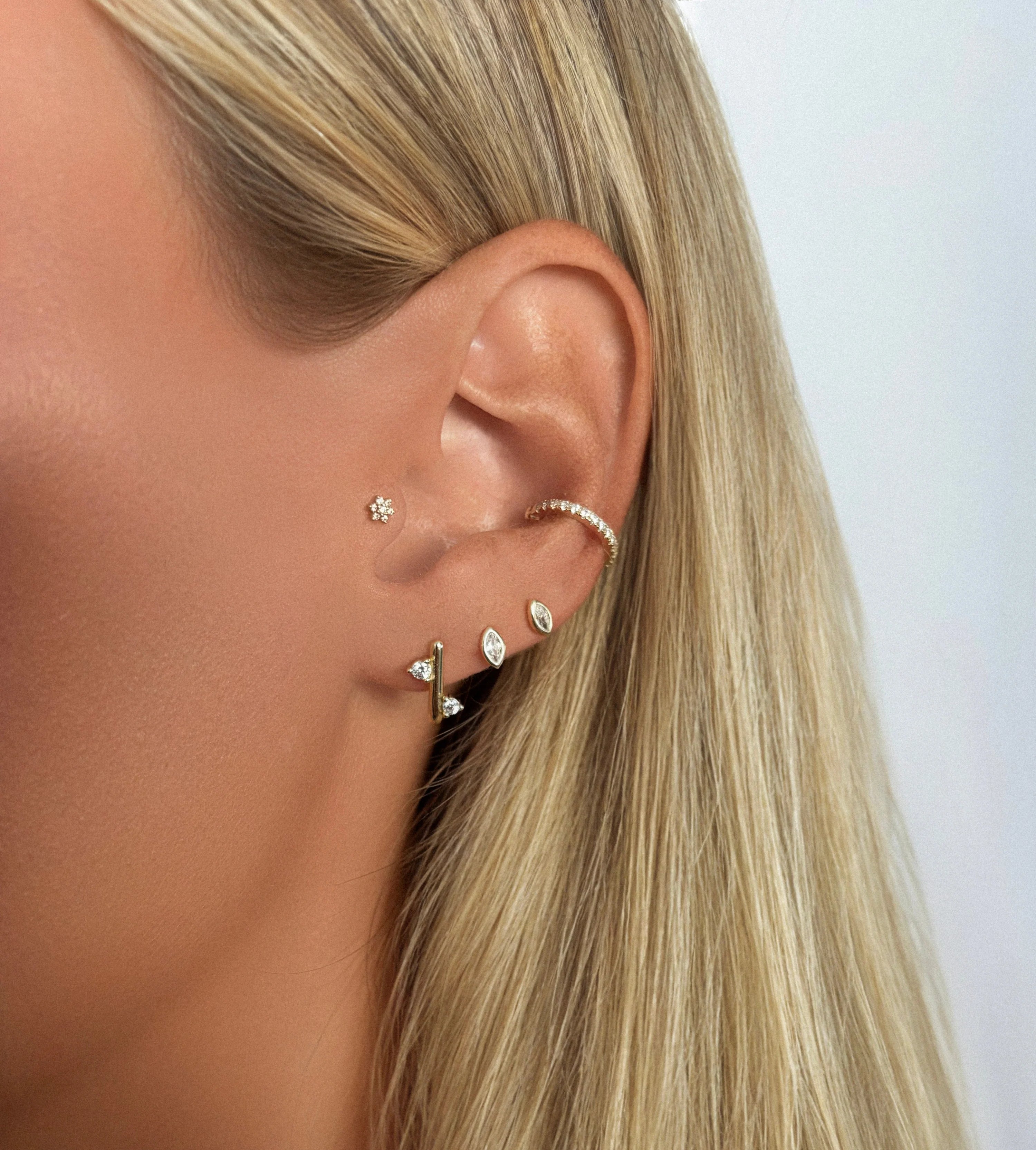 EV2 925 Bezel Set CZ Diamond Marquise Studs