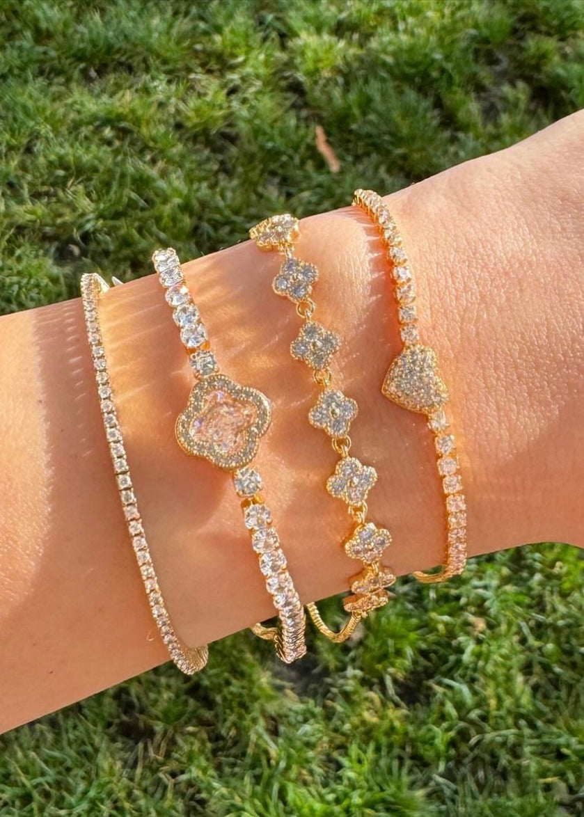 CZ Heart Lariat Bracelet