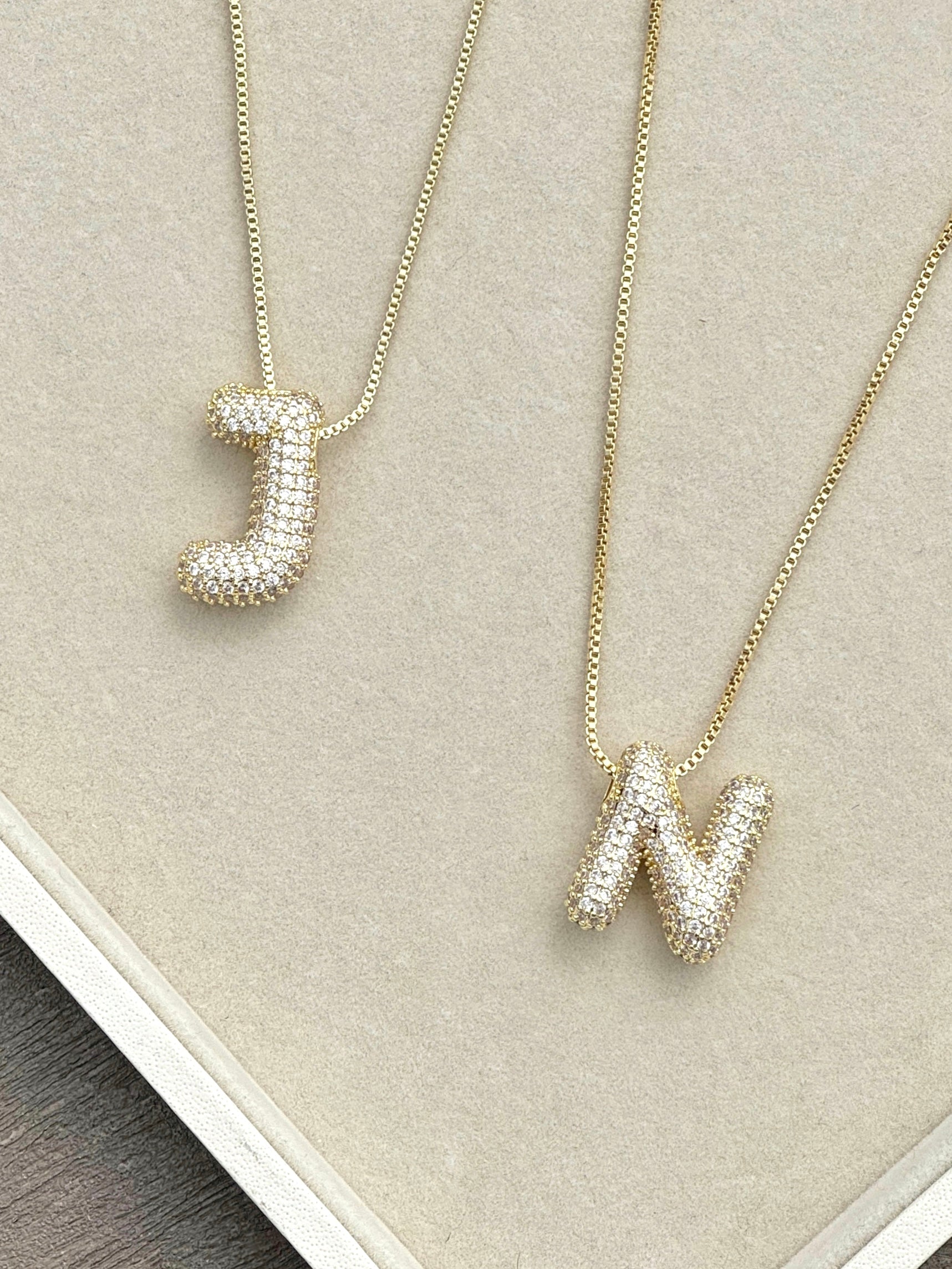 Pave Bubble Initial Necklace