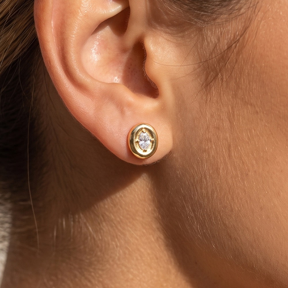 CZ Oval Shape Studs