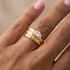 Pear CZ Shape Triple Band Wrap Ring