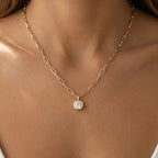 Paperclip Necklace with a Round CZ