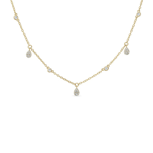 14k Gold Vermeil Bezel & Pave Dangle Teardrop Necklace