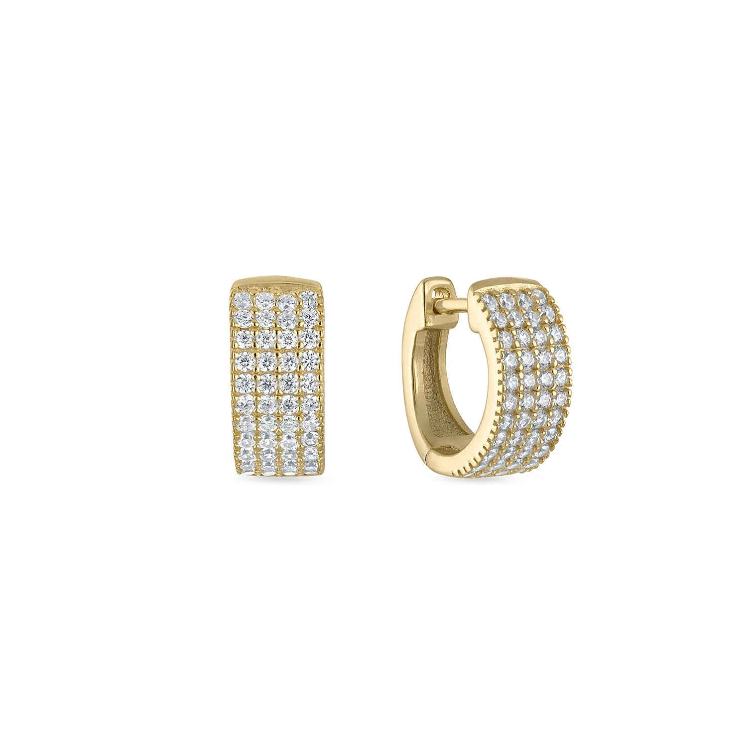 14k Vermeil Wide Pavé CZ Huggie Earrings