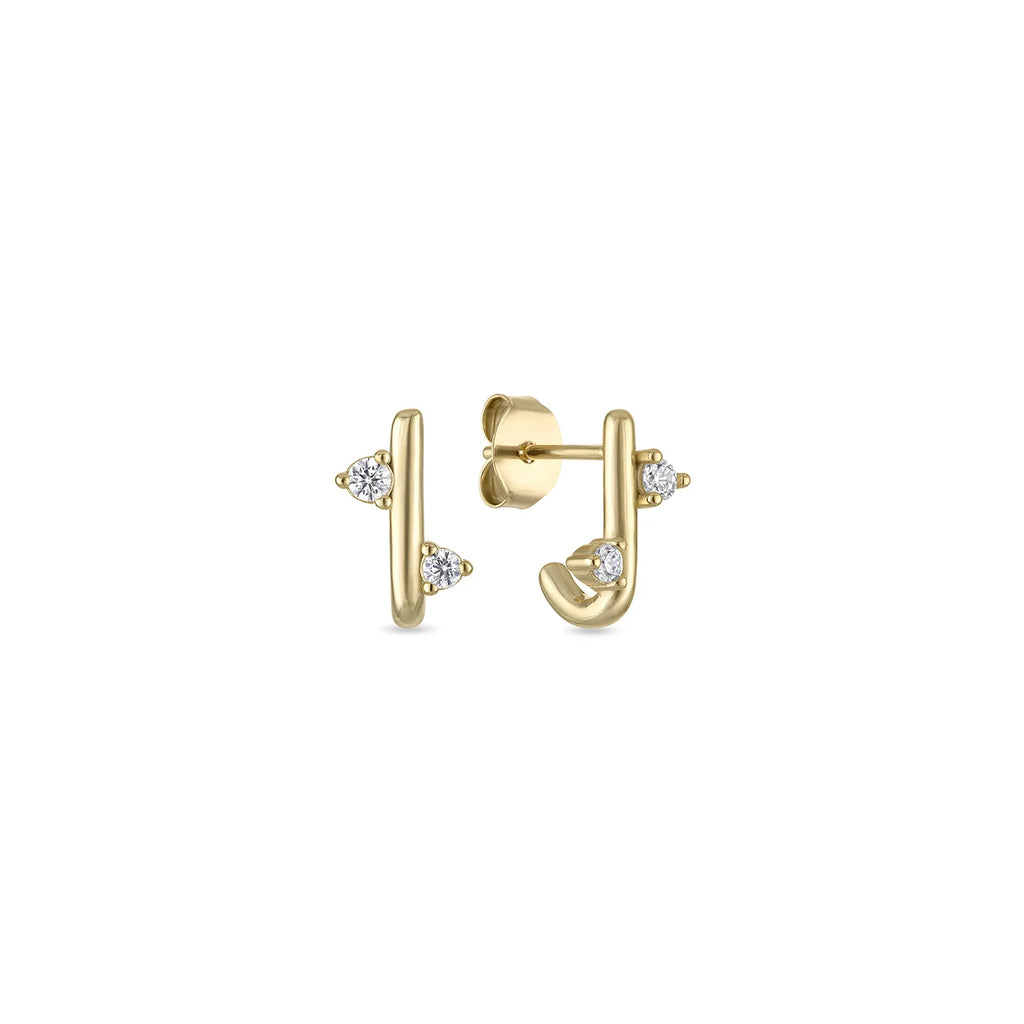 EV2 925 J Curved Stud Earrings