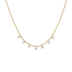 14k Vermeil Layering Dangle CZ on Beaded Chain