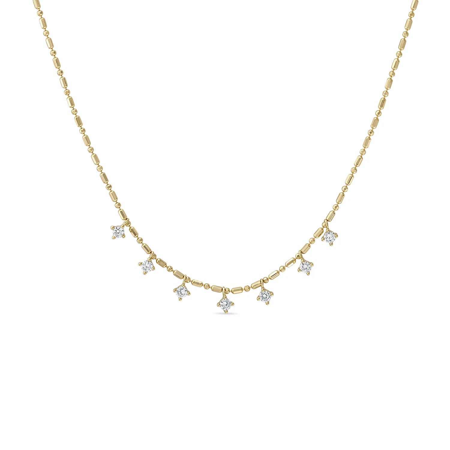 14k Vermeil Layering Dangle CZ on Beaded Chain