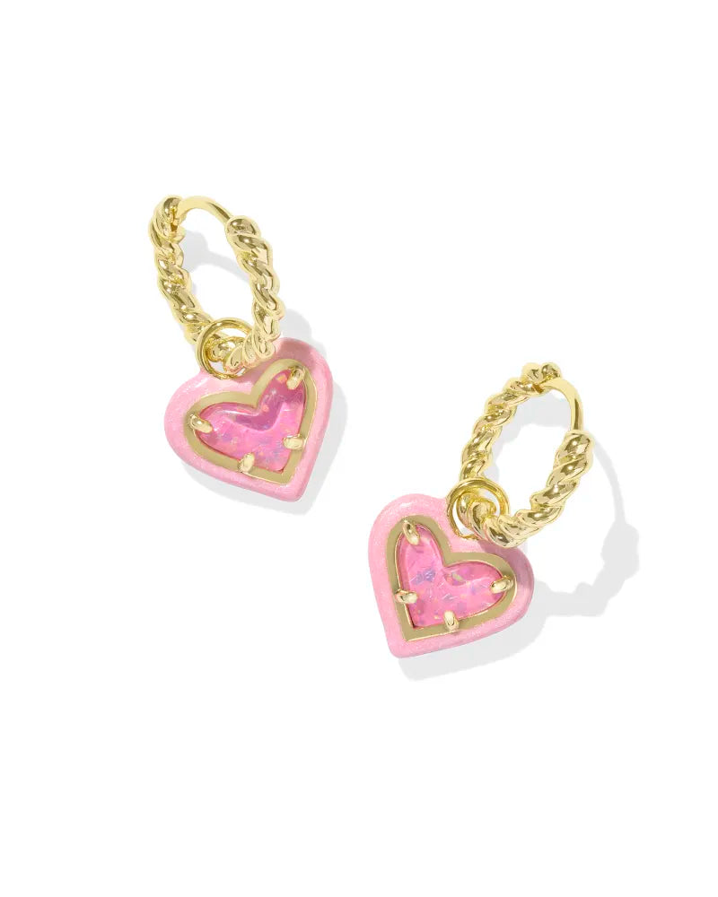 KS Ari Heart Enamel Frame Huggie Earrings