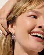 KS Ari Heart Enamel Frame Huggie Earrings