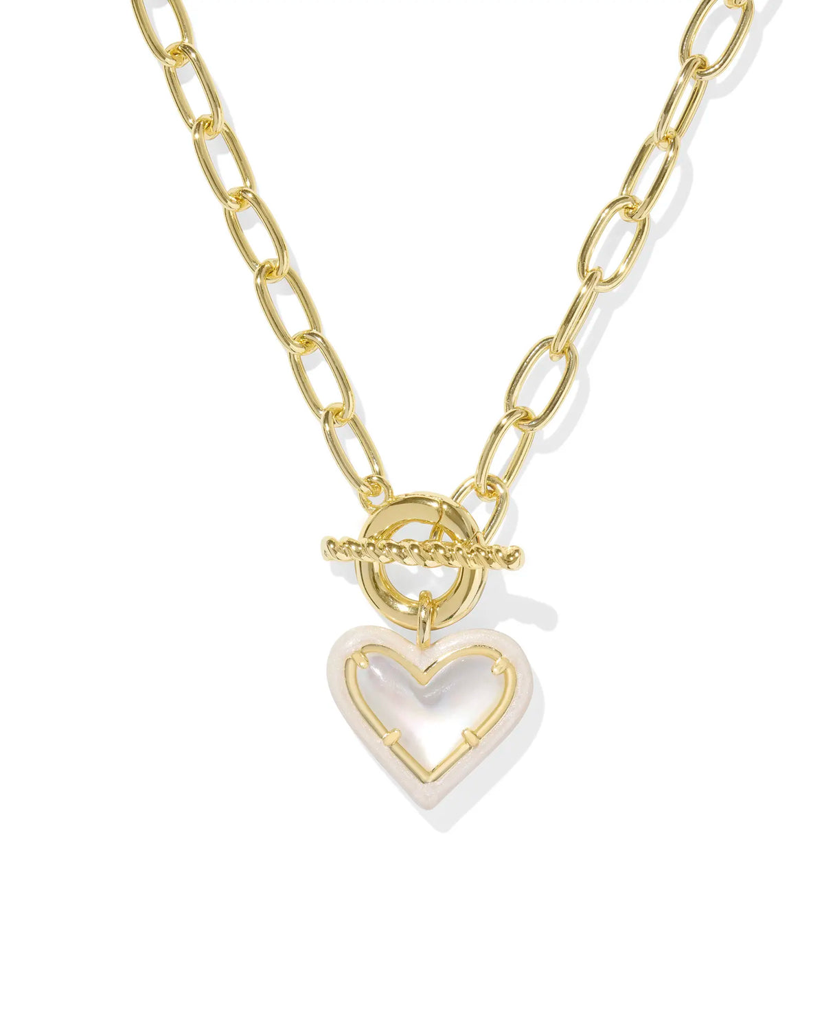 KS Ari Heart Enamel Frame Link and Chain Necklace