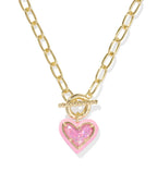 KS Ari Heart Enamel Frame Link and Chain Necklace