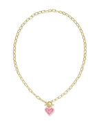 KS Ari Heart Enamel Frame Link and Chain Necklace