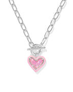 KS Ari Heart Enamel Frame Link and Chain Necklace