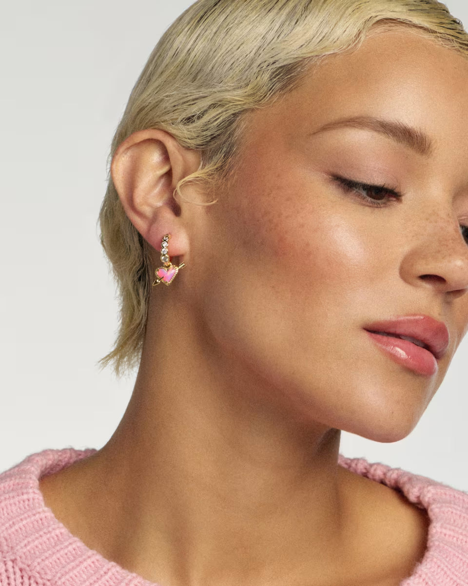 KS Ari Heart Arrow Huggie Earrings