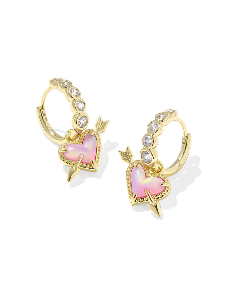 KS Ari Heart Arrow Huggie Earrings