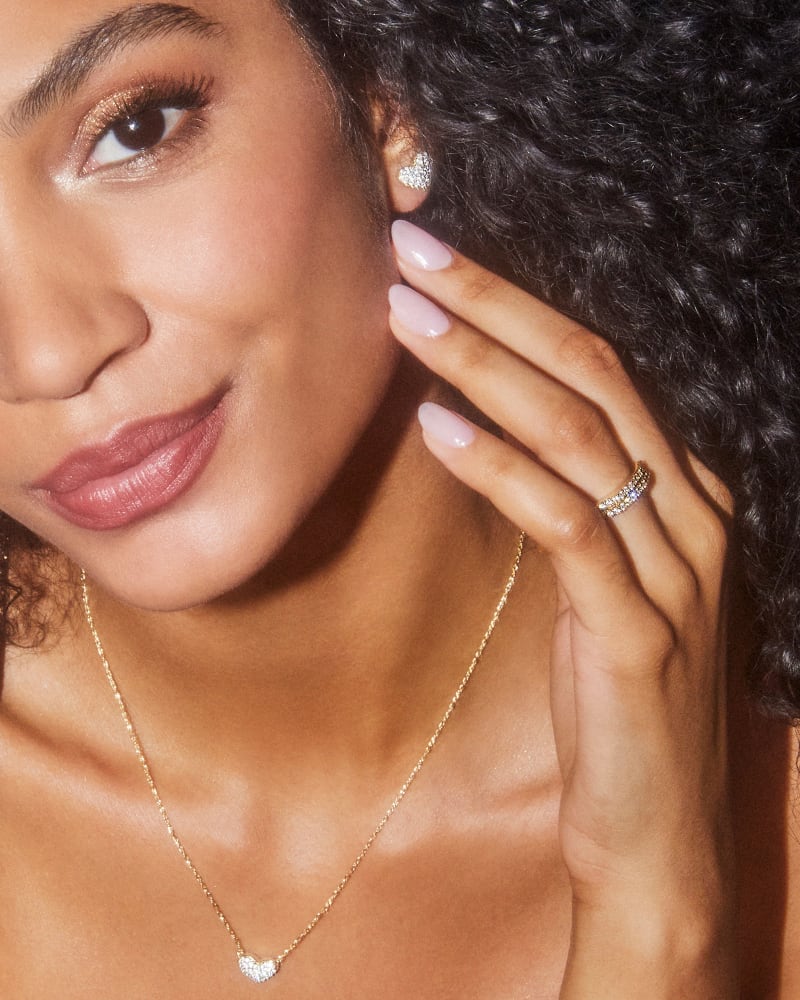 KS Ari Pave Crystal Heart Earrings