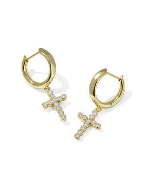 KS Cross Crystal Huggie Earrings