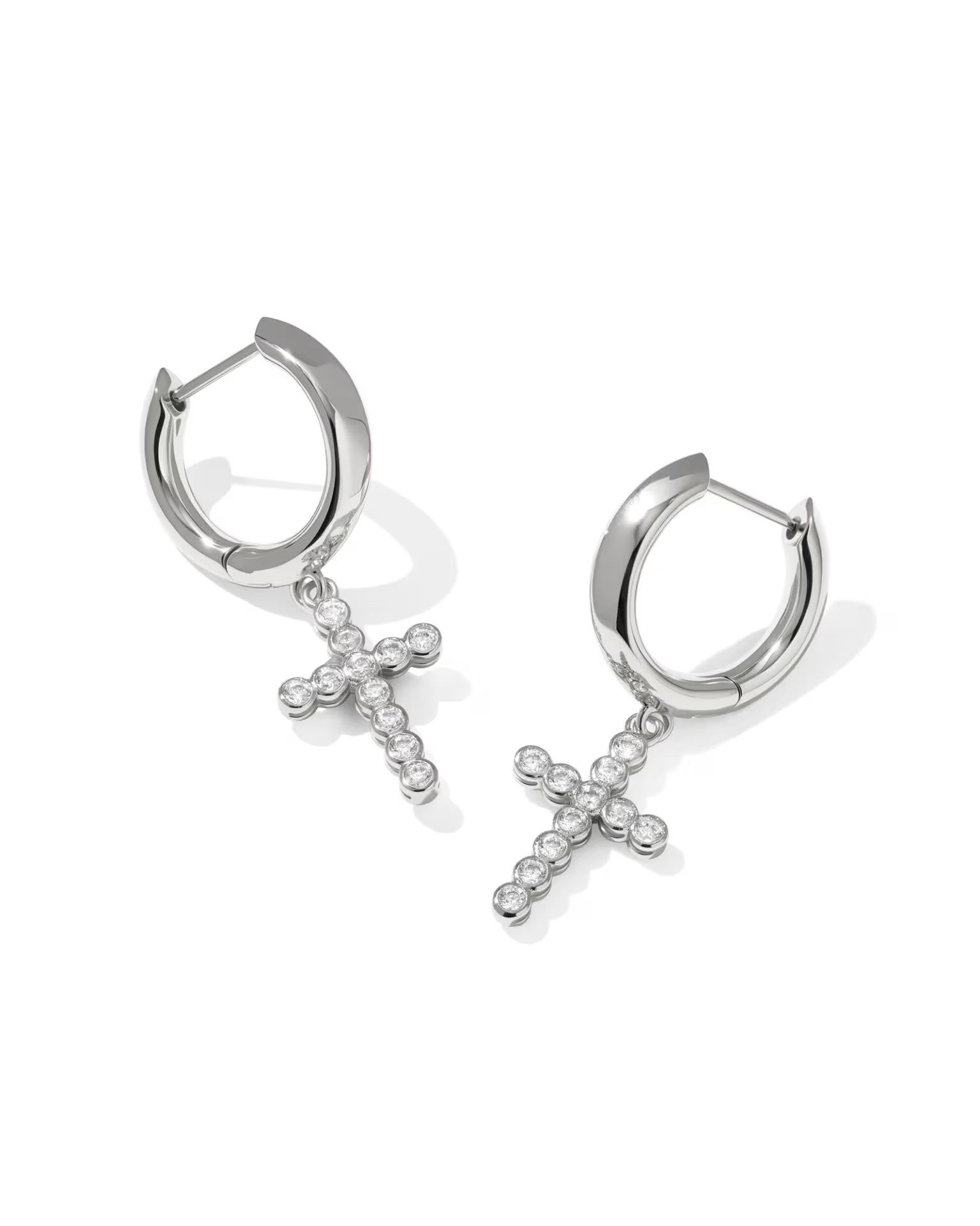 KS Cross Crystal Huggie Earrings