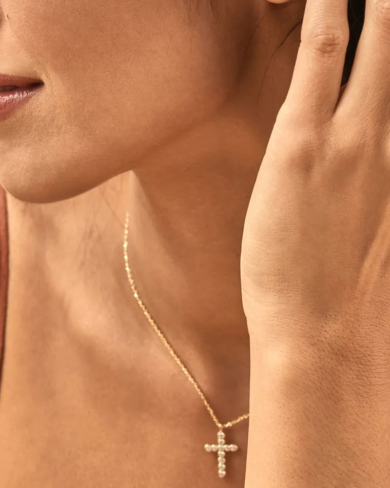 KS Cross Crystal Pendant Necklace
