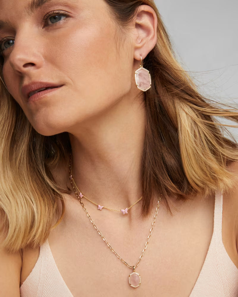KS Daphne Pave Frame Drop Earrings