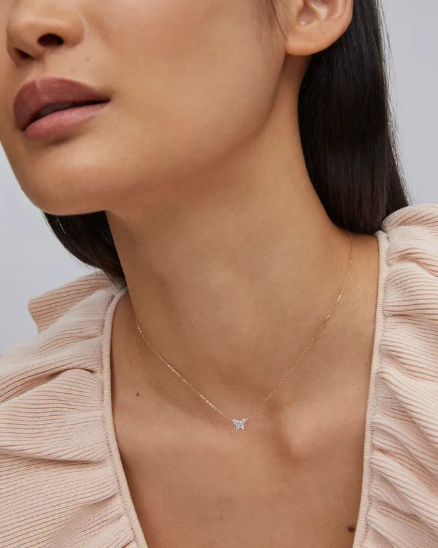 KS 14k Butterfly Pendant Necklace