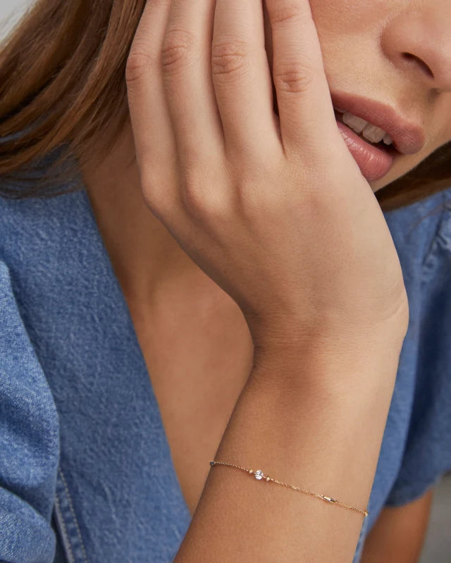 KS 14k Floating Lab Grown White Diamond Delicate Chain Bracelet
