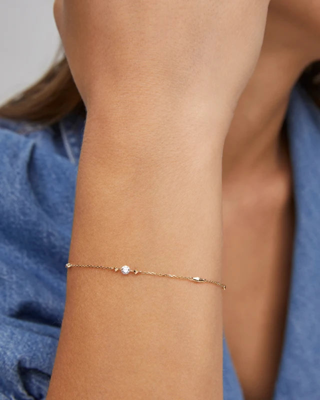 KS 14k Floating Lab Grown White Diamond Delicate Chain Bracelet
