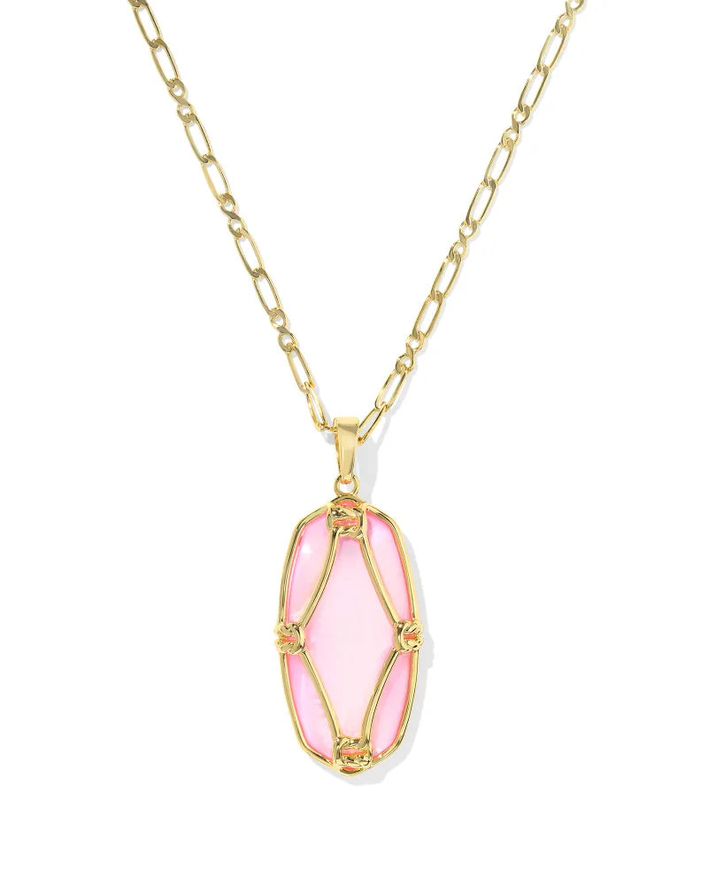 KS Elle Lattice Frame Large Long Pendant Necklace