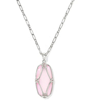 Load image into Gallery viewer, KS Elle Lattice Frame Large Long Pendant Necklace
