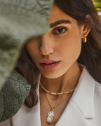 KS Elle Lattice Frame Large Long Pendant Necklace