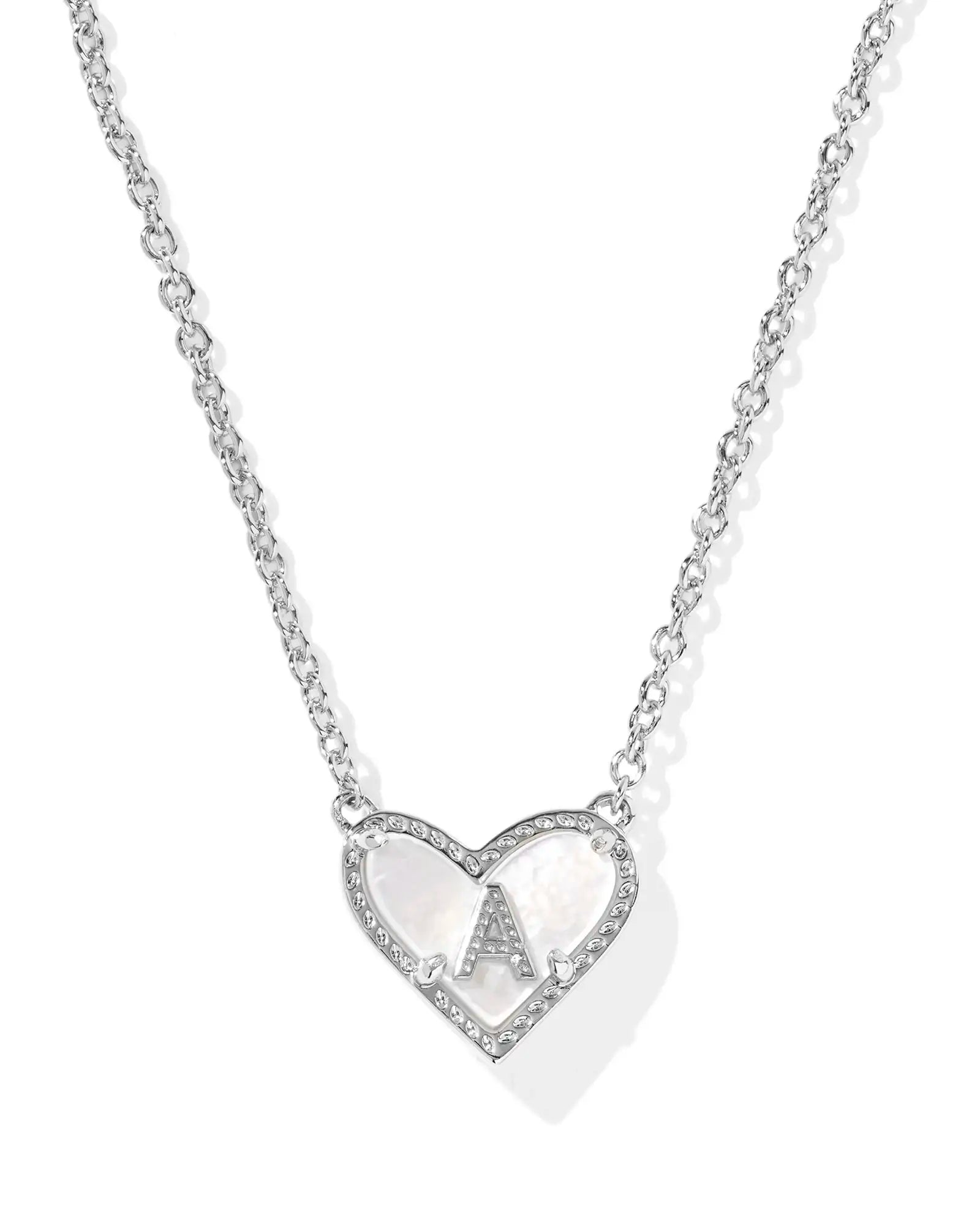 KS Ari Heart Letter A Pendant Necklace