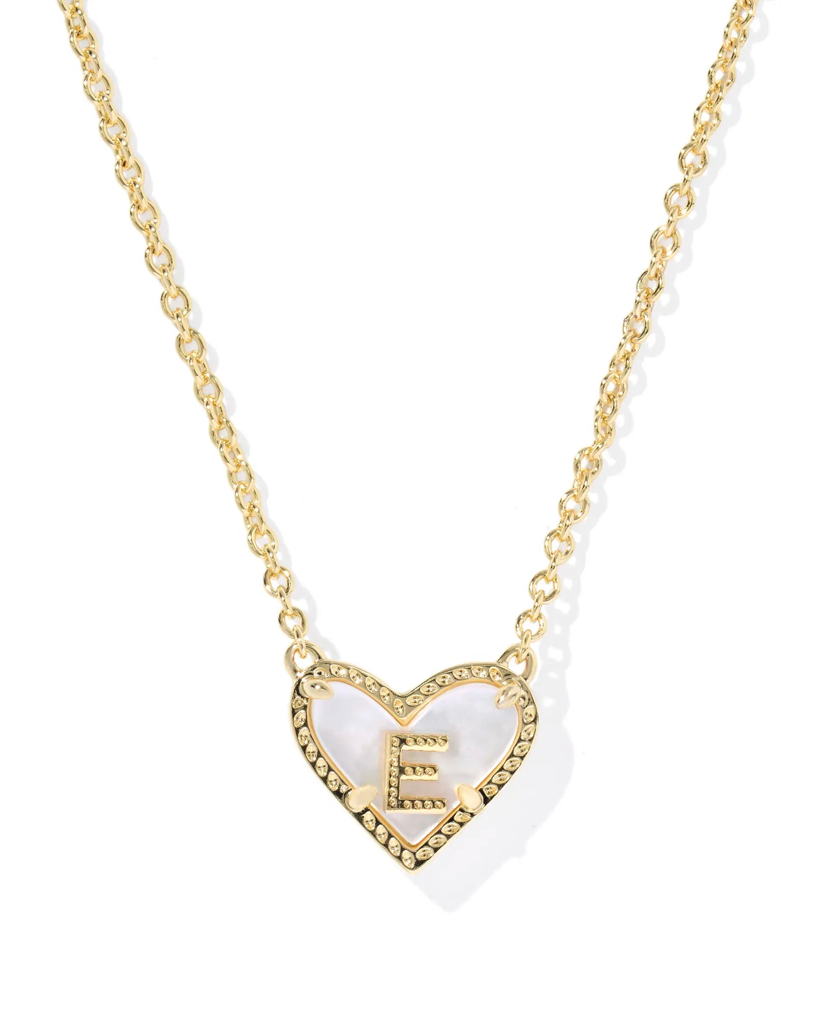 KS Ari Heart Letter E Pendant Necklace