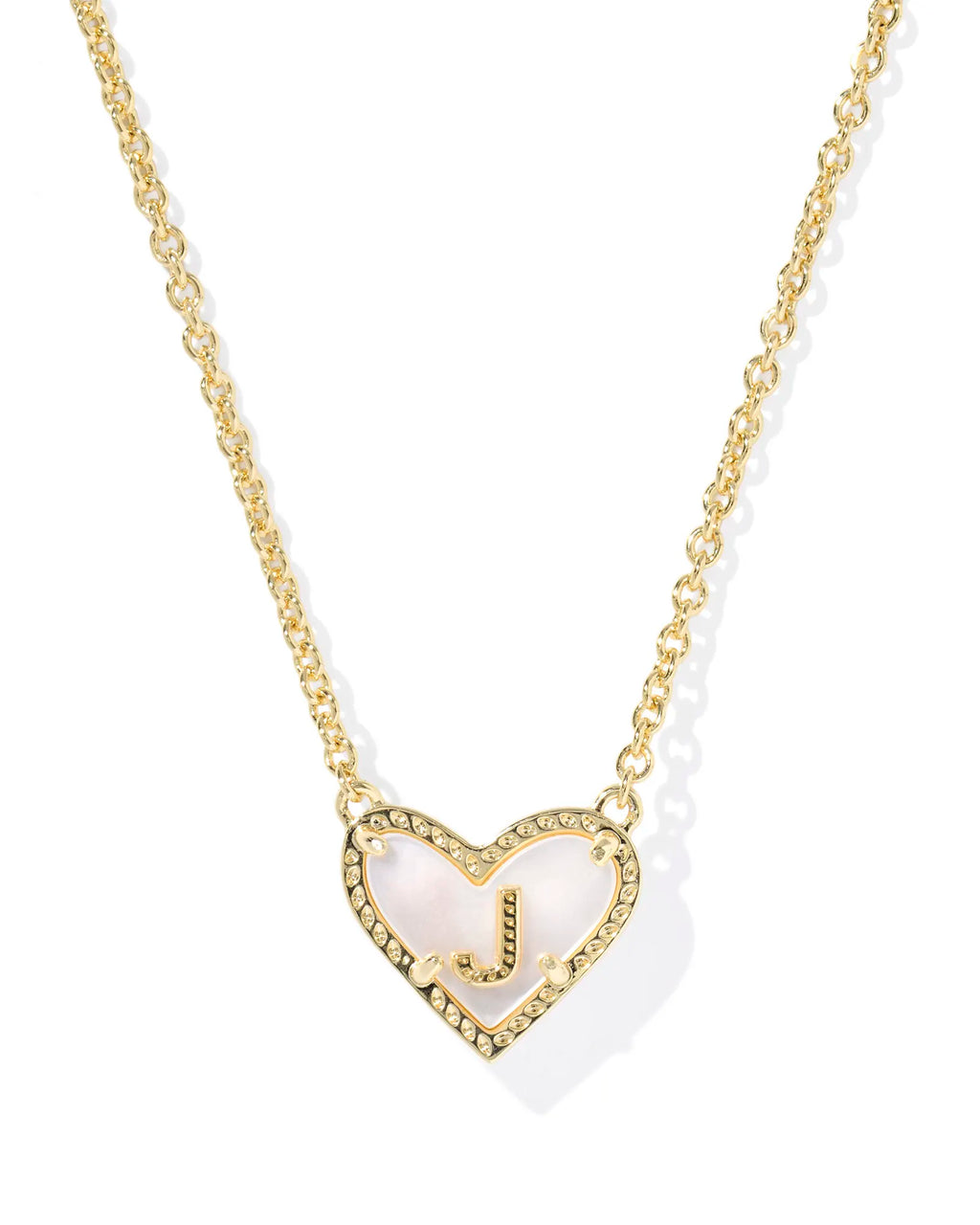 KS Ari Heart Letter J Pendant Necklace