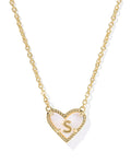 KS Ari Heart Letter S Pendant Necklace