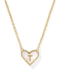 KS Ari Heart Letter T Pendant Necklace