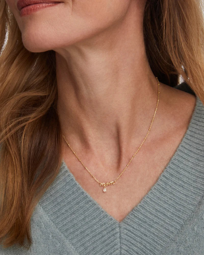 KS Mom Crystal Short Pendant Necklace