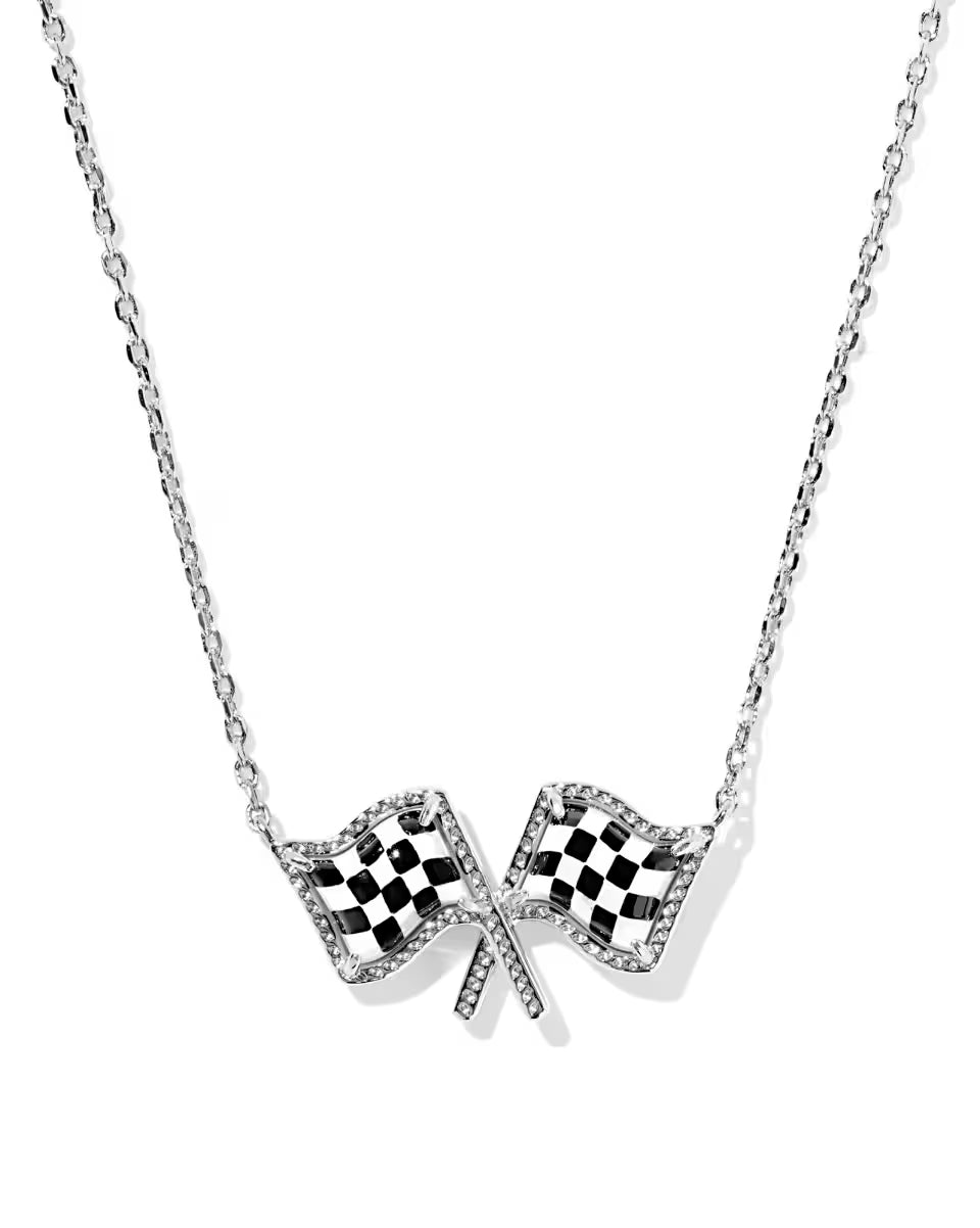 KS Checkered Flag Short Pendant Necklace
