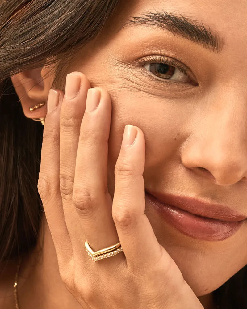 KS Wishbone Crystal Ring Set