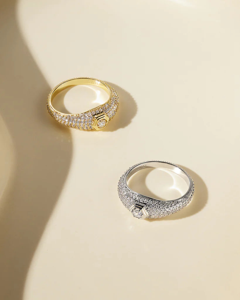 LAJ Pave Hex Signet Ring
