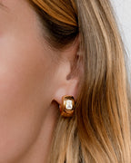 LAJ Emerald Bezel Stone Huggies