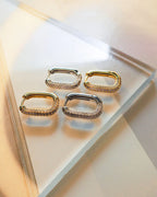 LAJ Pave Chain Link Huggies