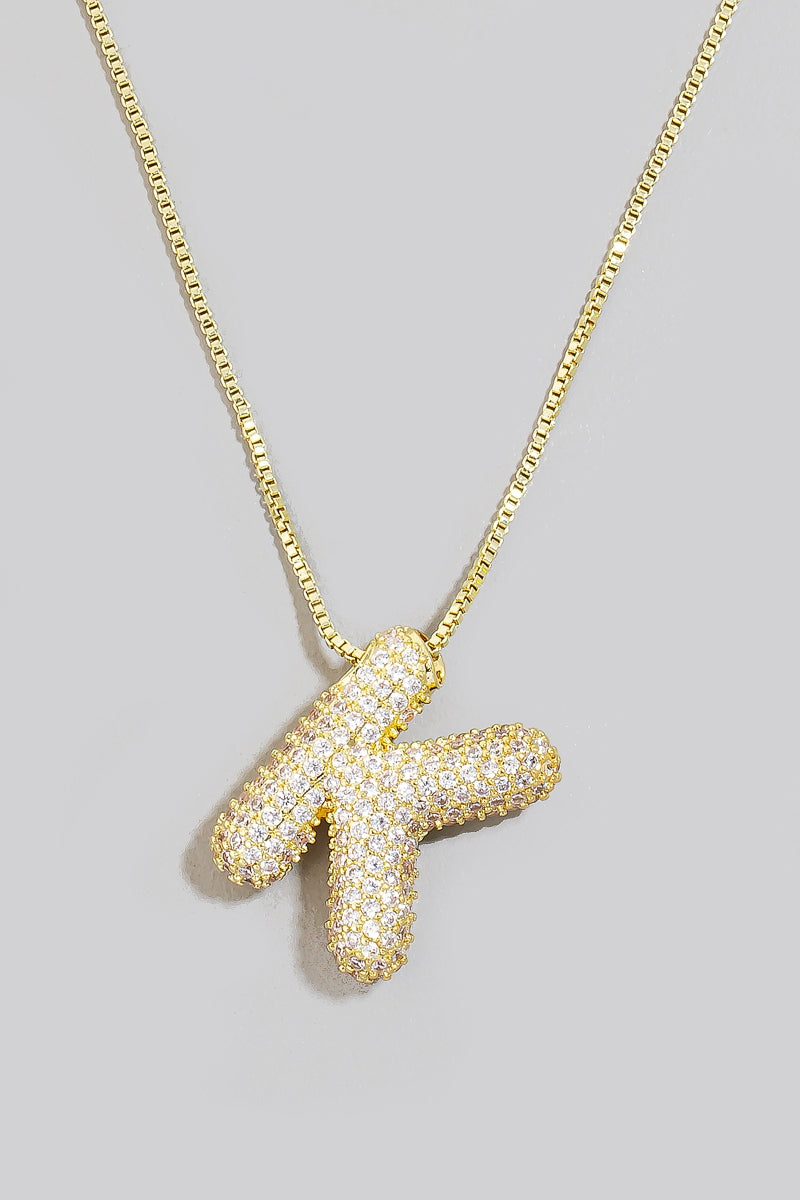 Pave Bubble Initial Necklace