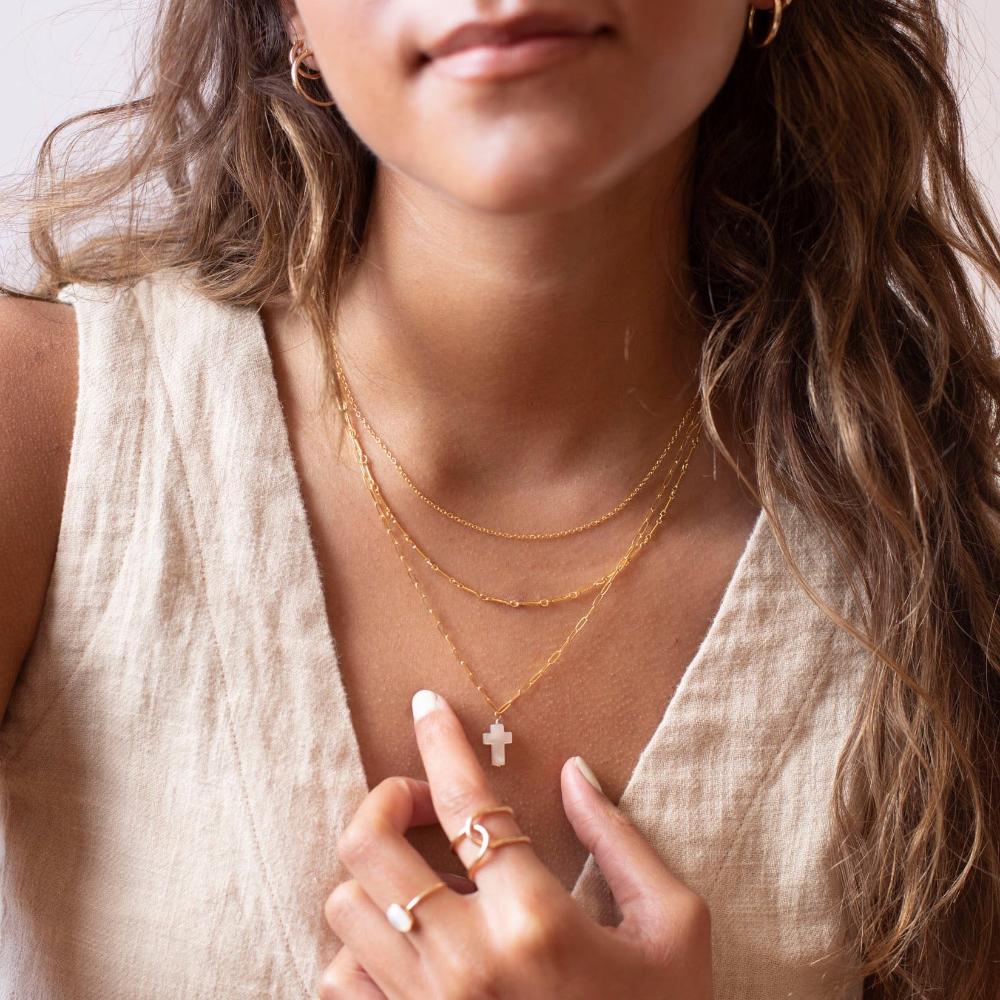 TKN Mother of Pearl Cross Necklace