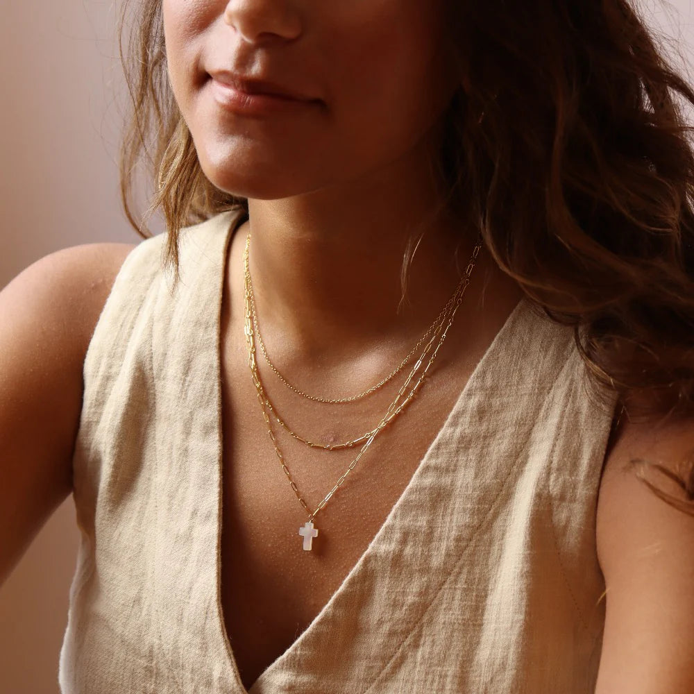 TKN Mother of Pearl Cross Necklace