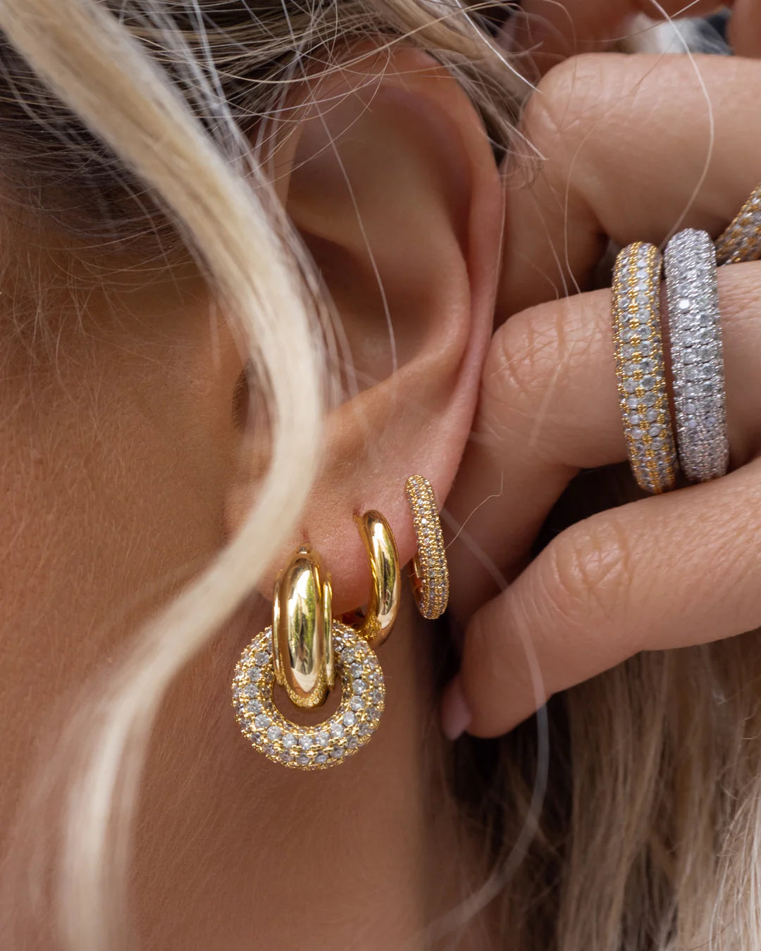 LAJ Pave Interlock Hoops