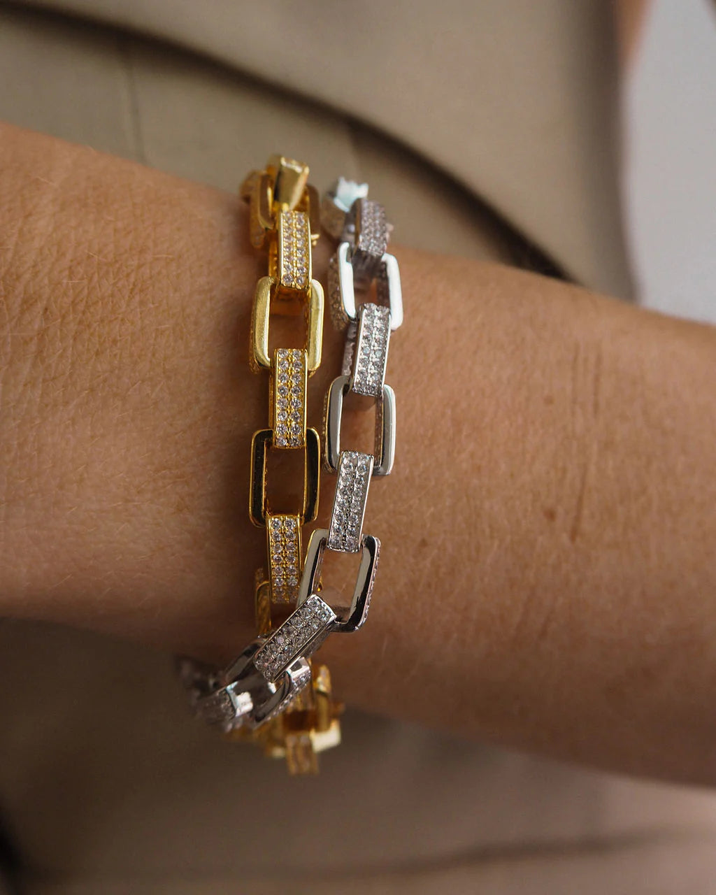 LAJ Boxy Pave Chain Bracelet