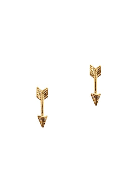Tai Gold CZ Arrow Stud Earrings