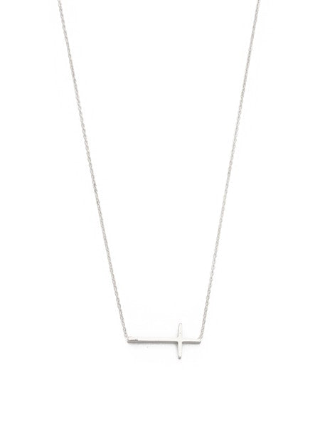 Tai Simple Chain Necklace with Medium Silver Cross