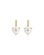 LAJ Pave Post Pearl Studs
